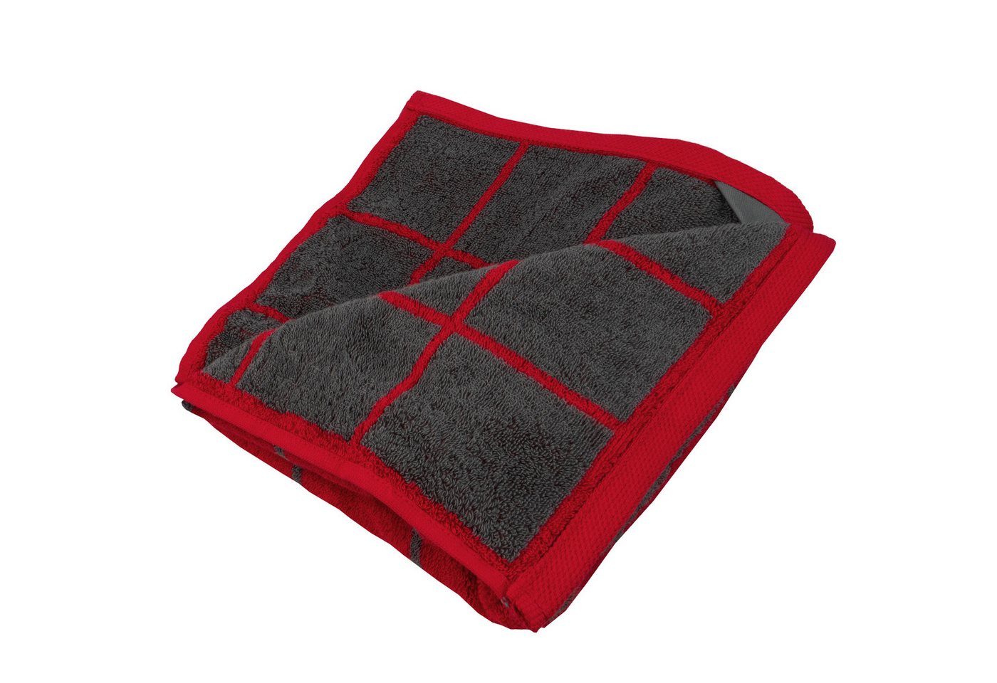 Egeria Handtuch Karino, Frottier (1-St), modern kariert, rot, grau – Bild 2 von 5