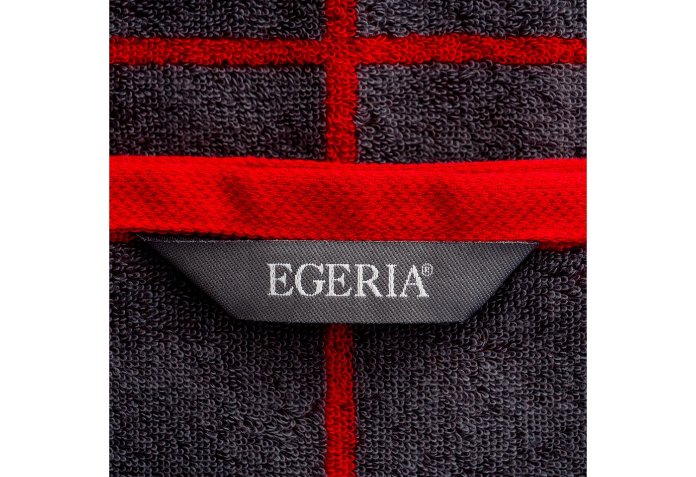 Egeria Handtuch Karino, Frottier (1-St), modern kariert, rot, grau – Bild 4 von 5