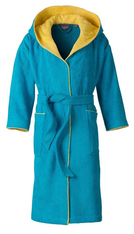 Egeria Kinderbademantel Calypso, Langform, Walkfrottee, Kapuze, Gürtel, mit Kapuze, Doubleface Optik, 100 % Baumwolle – Bild 2 von 3