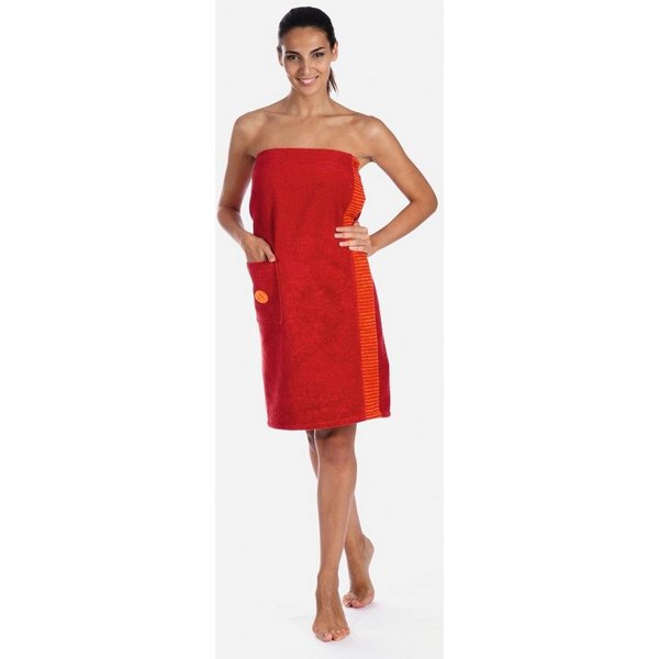 Egeria Sarong Ben, ideal für Sauna & Spa, Hotelbademantel, Kurzform, Walkfrottee, Knöpfe, mit Streifenbordüre