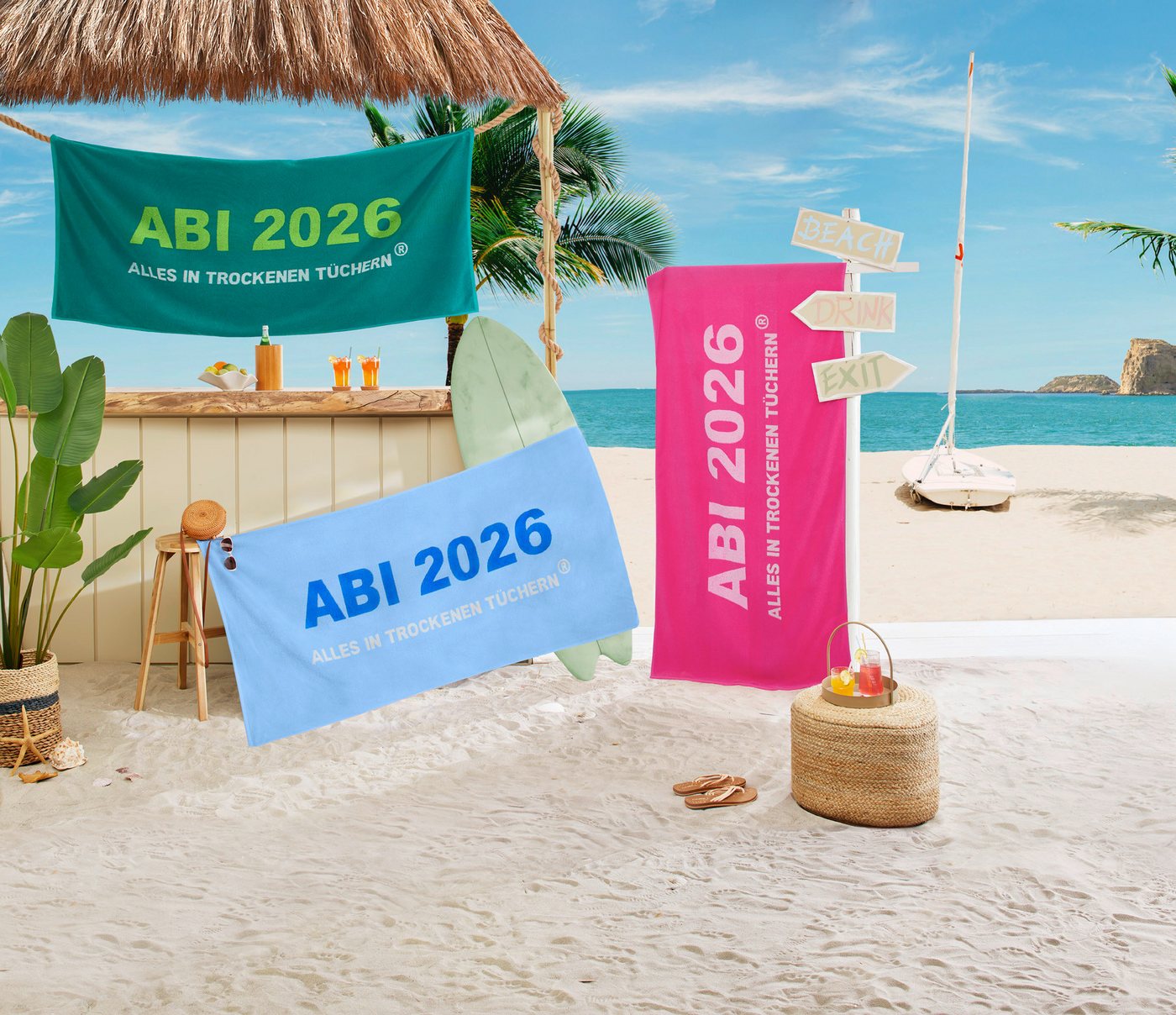 Egeria Strandtuch ABI 2026, Frottier (Packung, 1-St), 75x180 cm, "ABI 2025-Alles in trockenen Tüchern" – Bild 2 von 3