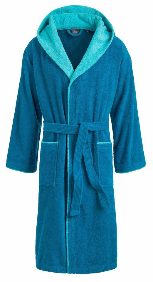 Egeria Unisex-Bademantel Cairo, ideal für Sauna & Spa, Hotelbademantel, Morgenmantel, Langform, Walkfrottee, Kapuze, Gürtel, mit Kapuze, Doubleface Optik – Bild 2 von 3