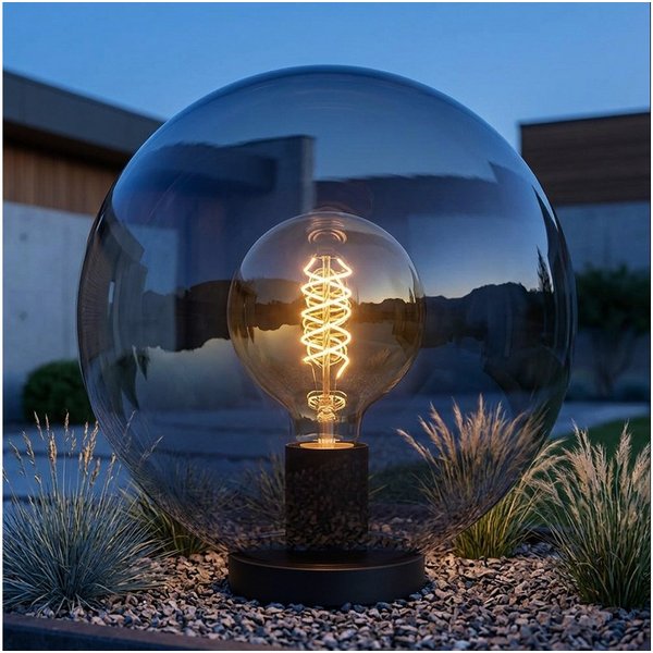 EGLO Außen-Stehlampe, Leuchtmittel nicht inklusive, Außen Steckleuchte Kugelleuchte schwarz Gartenkugel mit Spieß D 40 cm