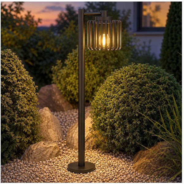 EGLO Außen-Stehlampe, Leuchtmittel nicht inklusive, Stehleuchte Außen Glas schwarz Strahlwassergeschützt IP65 H 84,5 cm