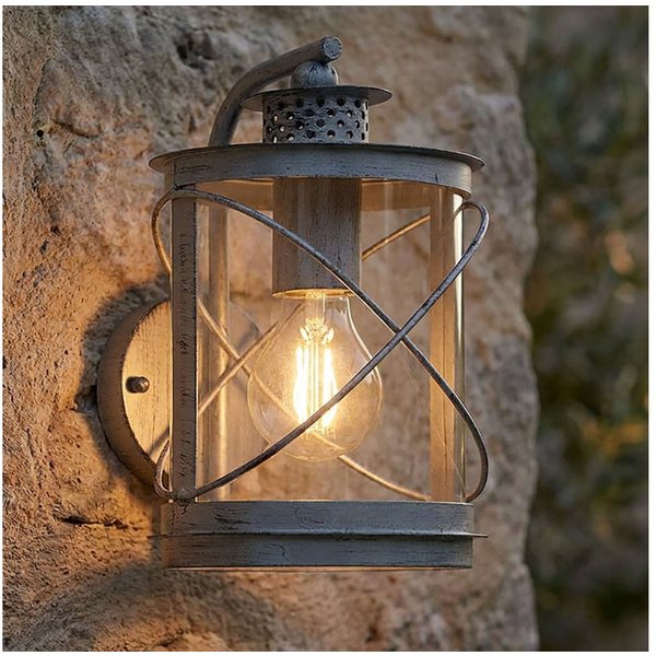 EGLO Außen-Wandleuchte, Leuchtmittel nicht inklusive, Wandlampe Außen Wandleuchte Metall silber klar rund IP44 Betonoptik