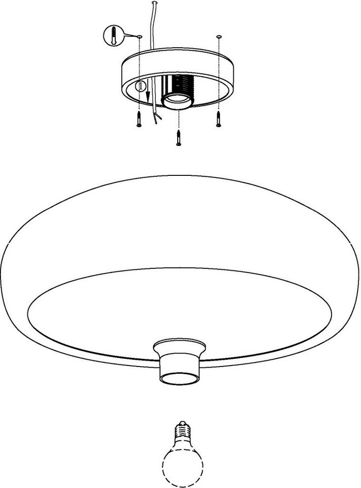 EGLO Deckenleuchte MOGANO, ohne Leuchtmittel, Leuchtmittel wechselbar, Deckenleuchte Industrial, Vintage, Flurlampe Decke mit E27 Fassung – Bild 4 von 5