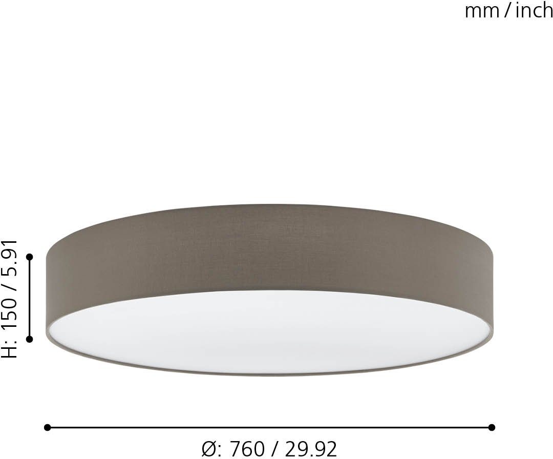 EGLO Deckenleuchte PASTERI Deckenlampe, Stahl und Textil, E27, IP20, Wohnzimmerlampe, ohne Leuchtmittel, Leuchtmittel wechselbar, Deckenleuchte aus Stoff - Schl – Bild 2 von 4