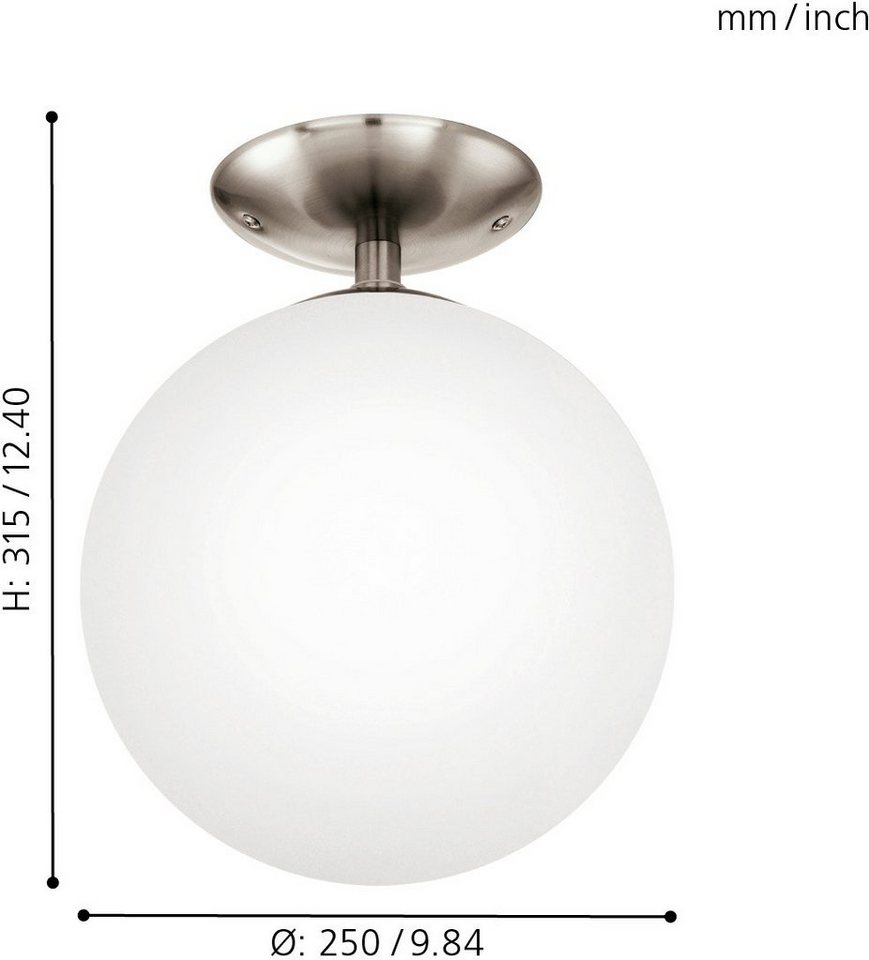 EGLO Deckenleuchte RONDO Deckenlampe, Stahl und Glas, E27, IP20, Wohnzimmerlampe, Lampe, ohne Leuchtmittel, Leuchtmittel wechselbar, Deckenleuchte, H31,5 x Ø25  – Bild 3 von 5
