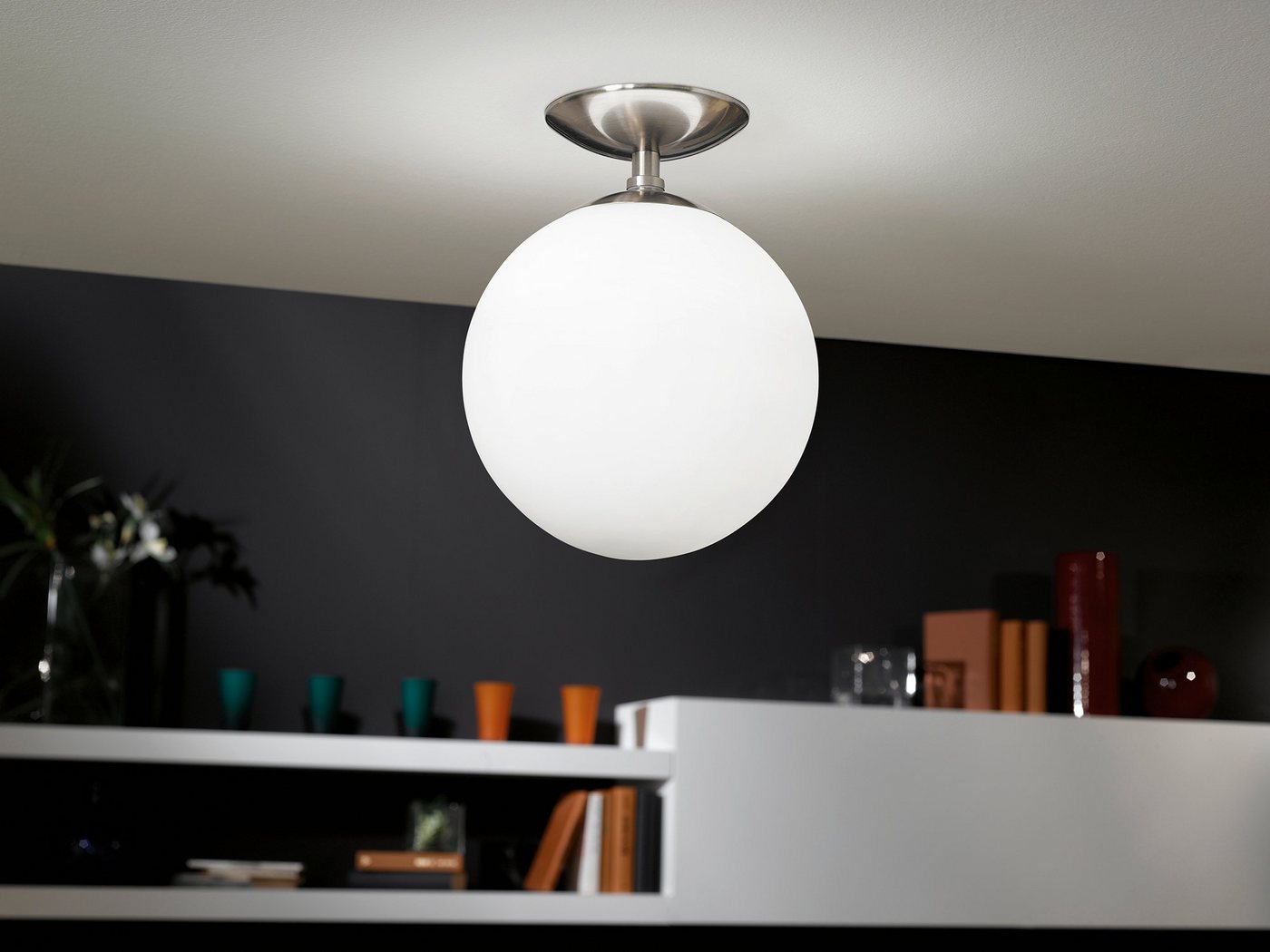 EGLO Deckenleuchte RONDO Deckenlampe, Stahl und Glas, E27, IP20, Wohnzimmerlampe, Lampe, ohne Leuchtmittel, Leuchtmittel wechselbar, Deckenleuchte, H31,5 x Ø25  – Bild 4 von 5