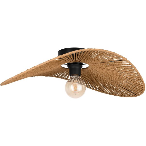 EGLO Deckenleuchte Siruela Deckenlampe, Wohnzimmerlampe, Papier und Metall, E27, Lampe, ohne Leuchtmittel, Wand-/Deckenleuchte - L56 x B40 x H16 cm - schwarz - 