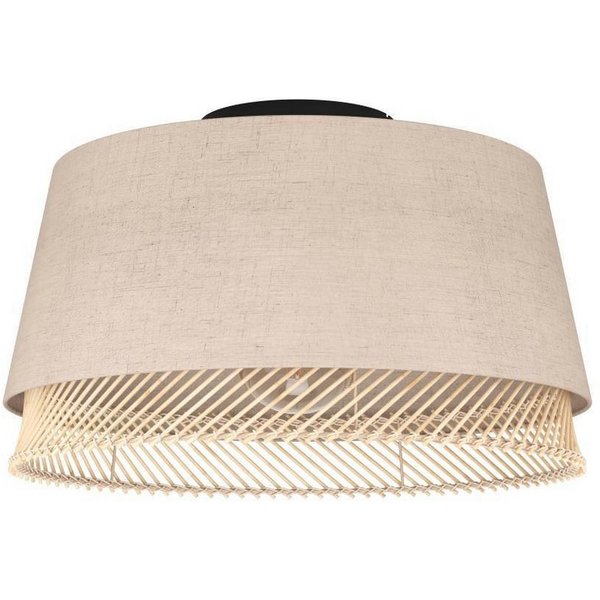 EGLO Deckenleuchte TABLEY Deckenlampe, Wohnzimmerlampe, Leinen, Bambus, Natur, E27, ohne Leuchtmittel, Wohnzimmer, Schlafzimmer, Flur, Küche, modern, gemütlich,