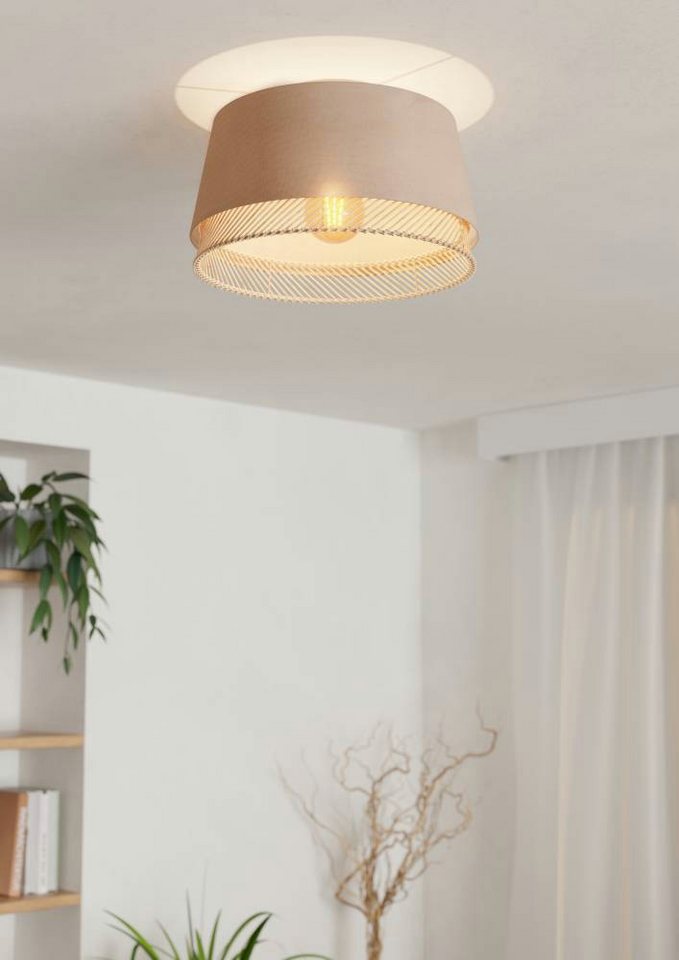 EGLO Deckenleuchte TABLEY Deckenlampe, Wohnzimmerlampe, Leinen, Bambus, Natur, E27, ohne Leuchtmittel, Wohnzimmer, Schlafzimmer, Flur, Küche, modern, gemütlich, – Bild 2 von 5