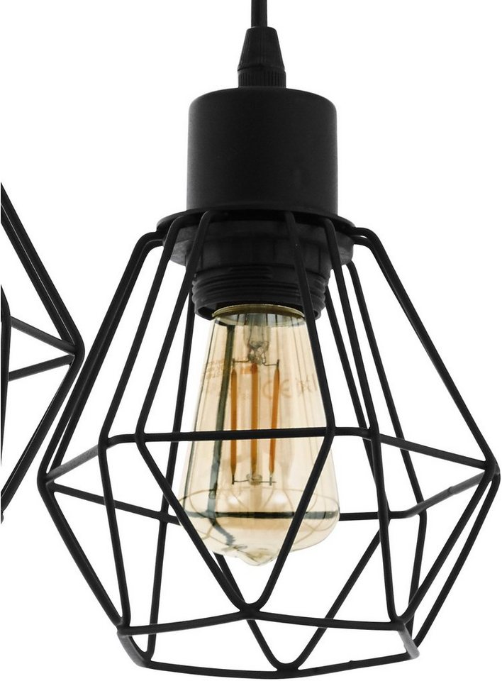 EGLO Deckenleuchte TOWNSHEND 5, Deckenlampe, Holz und Stahl, IP20, E27, Wohnzimmerlampe, ohne Leuchtmittel, Wand-/Deckenleuchte, L55 x B20 x H36cm, schwarz, bra – Bild 3 von 5