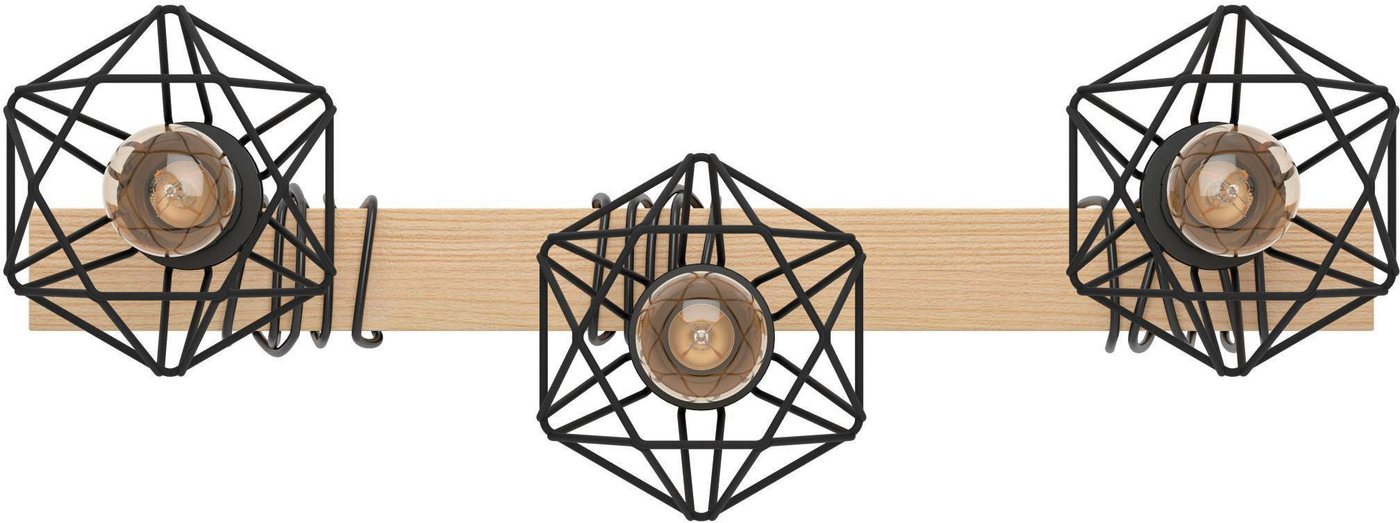 EGLO Deckenleuchte TOWNSHEND 5, Deckenlampe, Holz und Stahl, IP20, E27, Wohnzimmerlampe, ohne Leuchtmittel, Wand-/Deckenleuchte, L55 x B20 x H36cm, schwarz, bra – Bild 4 von 5