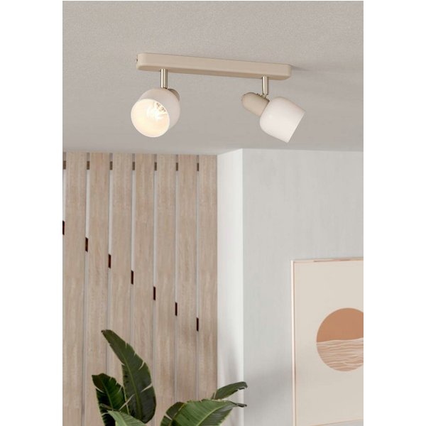 EGLO Deckenspot CORATO, ohne Leuchtmittel, Deckenlampe, Metall in Sandfarben, Nickel-Matt, Glas in Weiß, E14