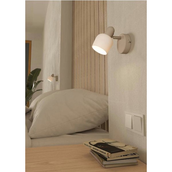 EGLO Deckenspot CORATO Wandstrahler, Stahl und Glas, E14, Schlafzimmerlampe, Lampe, ohne Leuchtmittel, Spot, L8,5 x B12,5 x H15 cm, sandfarben, nickel-matt -