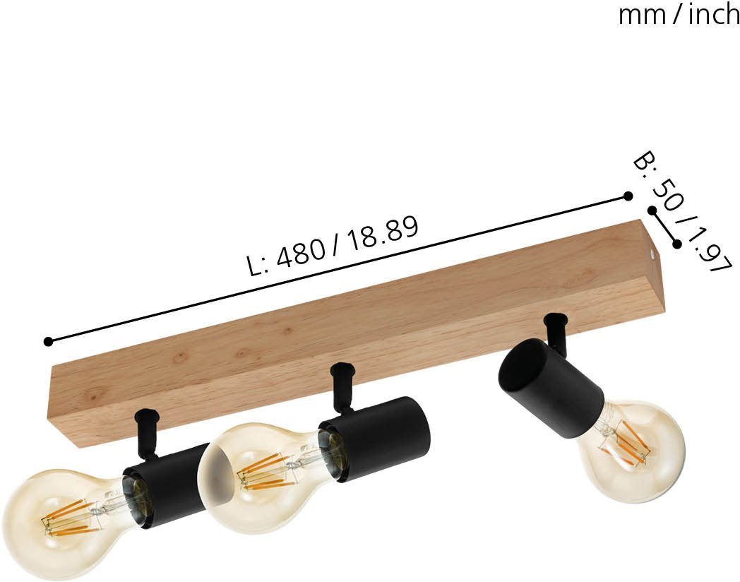 EGLO Deckenspot TOWNSHEND 3, ohne Leuchtmittel, Spot, Wohnzimmerlampe, Flur, L48 x B5 cm, 3X60W exkl. – Bild 4 von 5