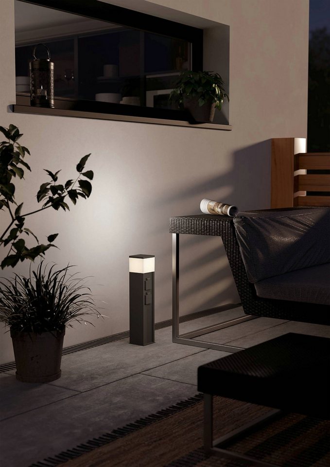 EGLO Gartensteckdose Park 5 Außenlampe, Gartensteckdose, Stromverteiler außen, IP54, Lampe, 1-St., L10 x B10 x H50 cm, 1X25W exkl. 220-240V / 16A / max. 3520W – Bild 2 von 5