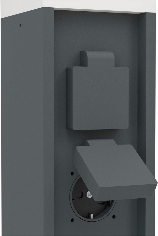 EGLO Gartensteckdose Park 5 Außenlampe, Gartensteckdose, Stromverteiler außen, IP54, Lampe, 1-St., L10 x B10 x H50 cm, 1X25W exkl. 220-240V / 16A / max. 3520W – Bild 4 von 5
