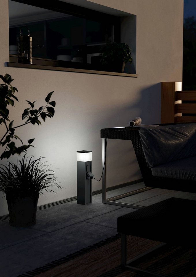 EGLO Gartensteckdose Park 5 Außenlampe, Gartensteckdose, Stromverteiler außen, IP54, Lampe, 1-St., L10 x B10 x H50 cm, 1X25W exkl. 220-240V / 16A / max. 3520W – Bild 5 von 5