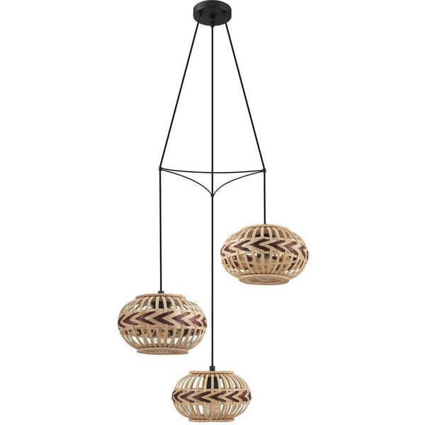 EGLO Hängeleuchte Dondarrion, ohne Leuchtmittel, Holzkorb geflochten, Natur, Braun, Vintage, Hygge, Boho, 1-flammig