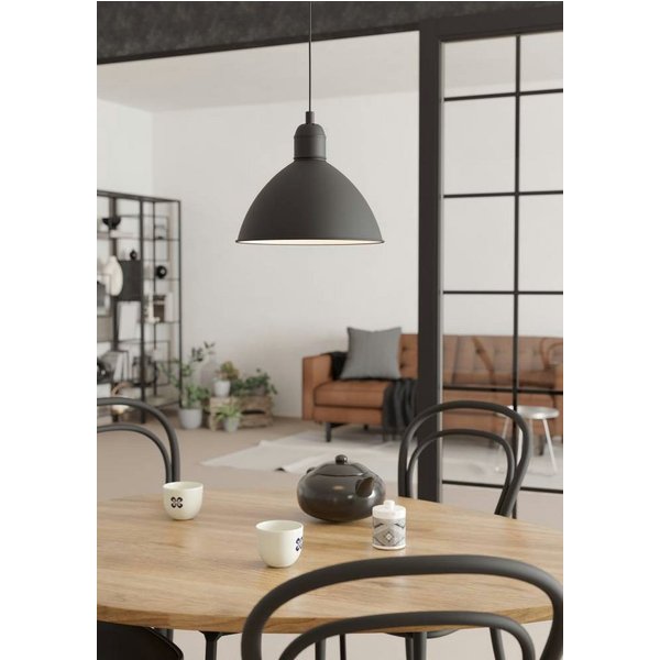 EGLO Hängeleuchte HYKEHAM Pendellampe, Stahl, E27, Hängelampe, Esszimmerlampe, Lampe, ohne Leuchtmittel, Hängeleuchte, H110 x Ø30,50 cm, schwarz, weiss, 1X40W e