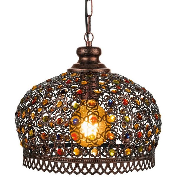 EGLO Hängeleuchte JADIDA Pendellampe, IP20, E27, Stahl und Glas, Esstischlampe, Lampe, ohne Leuchtmittel, Hängeleuchte, H110 x Ø33 cm, kupferfarben-antik, 1X60W