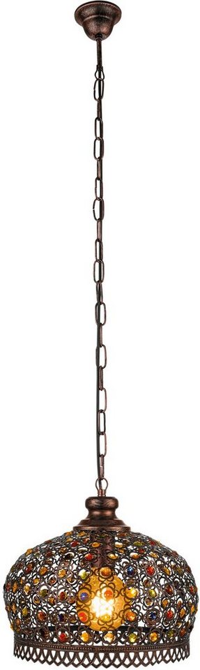 EGLO Hängeleuchte JADIDA Pendellampe, IP20, E27, Stahl und Glas, Esstischlampe, Lampe, ohne Leuchtmittel, Hängeleuchte, H110 x Ø33 cm, kupferfarben-antik, 1X60W – Bild 2 von 5