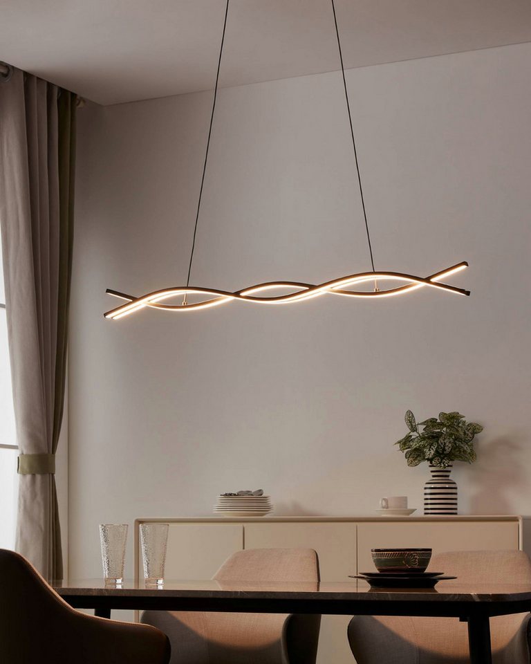 EGLO Hängeleuchte Lasana 3 Pendelleuchte, Wohnzimmerlampe, Stahl und Kunsstoff, Lampe, LED fest integriert, Warmweiß, Hängeleuchte - L98,5 x B8 x H120 cm - schw – Bild 2 von 5
