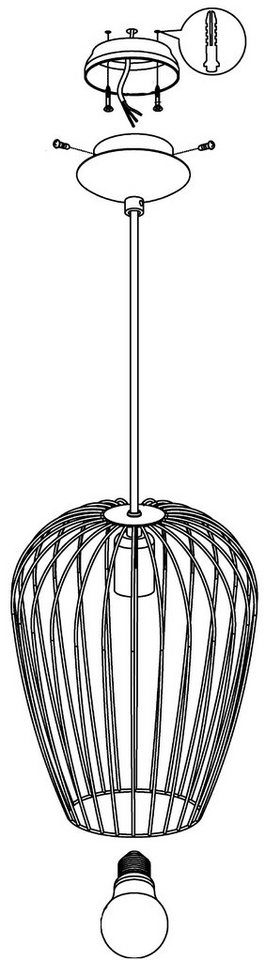 EGLO Hängeleuchte NEWTOWN Pendellampe, Stahl, E27, IP20, Vintage, Esszimmerlampe, Lampe, ohne Leuchtmittel, Vintage Pendelleuchte, Retro Hängelampe, Schwarz, E2 – Bild 5 von 5