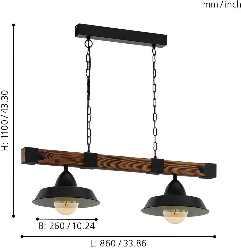 EGLO Hängeleuchte OLDBURY, ohne Leuchtmittel, Vintage Pendelleuchte, E27, 86 cm, FSC zertifiziert – Bild 3 von 5
