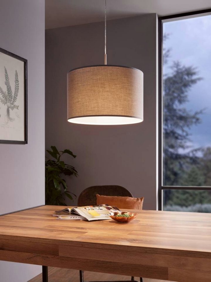 EGLO Hängeleuchte PASTERI, ohne Leuchtmittel, Leuchtmittel wechselbar, Hängelampe, Wohnzimmer, Esszimmer, Küche, Textilschirm, 110x38cm – Bild 3 von 5