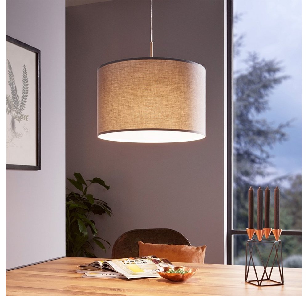 EGLO Hängeleuchte PASTERI, ohne Leuchtmittel, Leuchtmittel wechselbar, Hängelampe, Wohnzimmer, Esszimmer, Küche, Textilschirm, 110x38cm – Bild 4 von 5