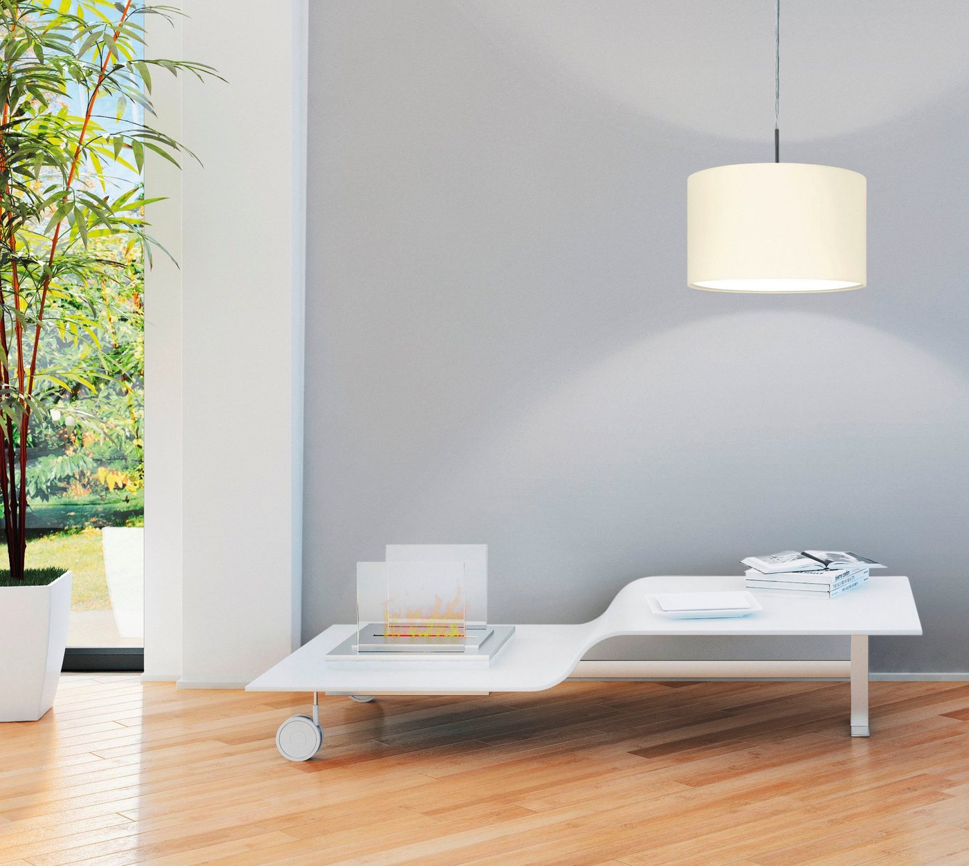 EGLO Hängeleuchte PASTERI, ohne Leuchtmittel, Leuchtmittel wechselbar, Hängelampe, Wohnzimmer, Esszimmer, Küche, Textilschirm, 110x38cm – Bild 4 von 5