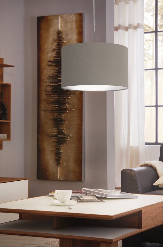 EGLO Hängeleuchte PASTERI, ohne Leuchtmittel, Leuchtmittel wechselbar, Hängelampe, Wohnzimmer, Esszimmer, Küche, Textilschirm, 110x38cm – Bild 3 von 5