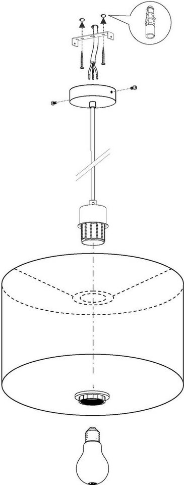 EGLO Hängeleuchte PASTERI, ohne Leuchtmittel, Leuchtmittel wechselbar, Hängelampe, Wohnzimmer, Esszimmer, Küche, Textilschirm, 110x38cm – Bild 5 von 5