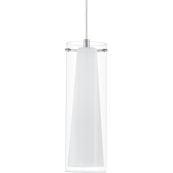 EGLO Hängeleuchte PINTO Pendellampe, E27, IP20, Stahl und Glas, Esstischlampe, Lampe, ohne Leuchtmittel, Hängeleuchte, H110 x Ø11 cm, chrom, 1X40W exkl., Esstis