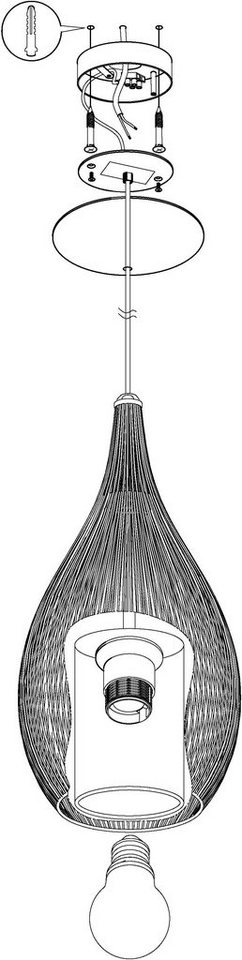 EGLO Hängeleuchte RAZONI, Dimmfunktion, ohne Leuchtmittel, Hängeleuchte, H130 x Ø19 cm, Vintage, Industrial, 1X60W exkl. – Bild 3 von 5