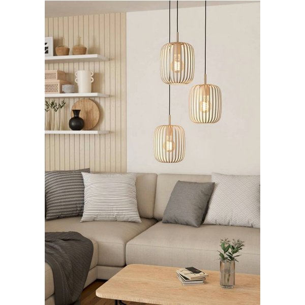 EGLO Hängeleuchte ROMAZZINA Pendelleuchte, Esstischleuchte, sandfarben, Metall, E27, ohne Leuchtmittel, Hängelampe, Wohnzimmer, modern, ballonförmiger Lampensch