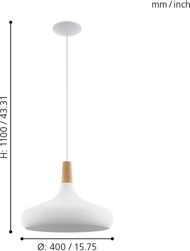 EGLO Hängeleuchte SABINAR, Dimmfunktion, ohne Leuchtmittel, Pendellampe, H110 x Ø40 cm, 1X40W exkl. – Bild 5 von 5