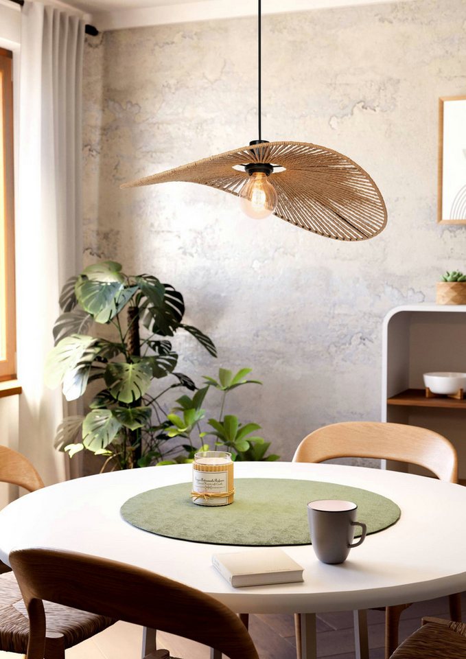 EGLO Hängeleuchte Siruela Hängelampe, Esszimmerlampe, Papier und Metall, E27, Lampe, ohne Leuchtmittel, Hängeleuchte - L56 x B40 x H110 cm - schwarz - 1X42W exk – Bild 4 von 5