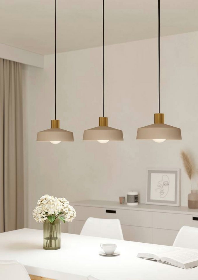 EGLO Hängeleuchte VALDIOLA Pendellampe, Stahl, IP20, E27, Esszimmerlampe, Esstischlampe, ohne Leuchtmittel, Esszimmerlampe aus Metall in Sandfarben und Messing- – Bild 2 von 4
