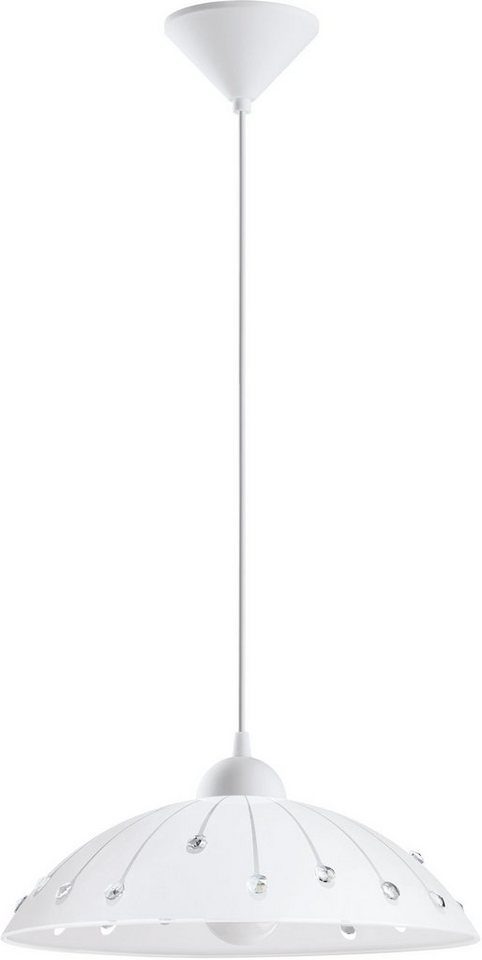 EGLO Hängeleuchte VETRO Pendellampe, Kunststoff und Glas, E27, Esstischlampe, Lampe, Dimmfunktion, ohne Leuchtmittel, Hängeleuchte, H110 x Ø35, weiss, 1X60W exk – Bild 2 von 5