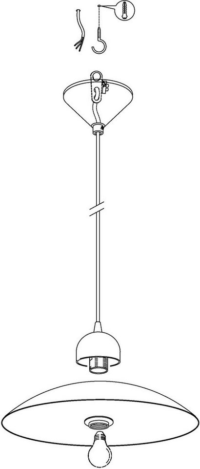 EGLO Hängeleuchte VETRO Pendellampe, Kunststoff und Glas, E27, Esstischlampe, Lampe, Dimmfunktion, ohne Leuchtmittel, Hängeleuchte, H110 x Ø35, weiss, 1X60W exk – Bild 4 von 5