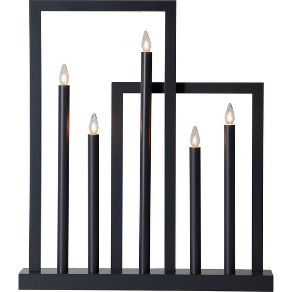EGLO Kerzenständer Frame, LED Kerzenständer Weihnachten Holz Anthrazit Warmweiß Fensterdek