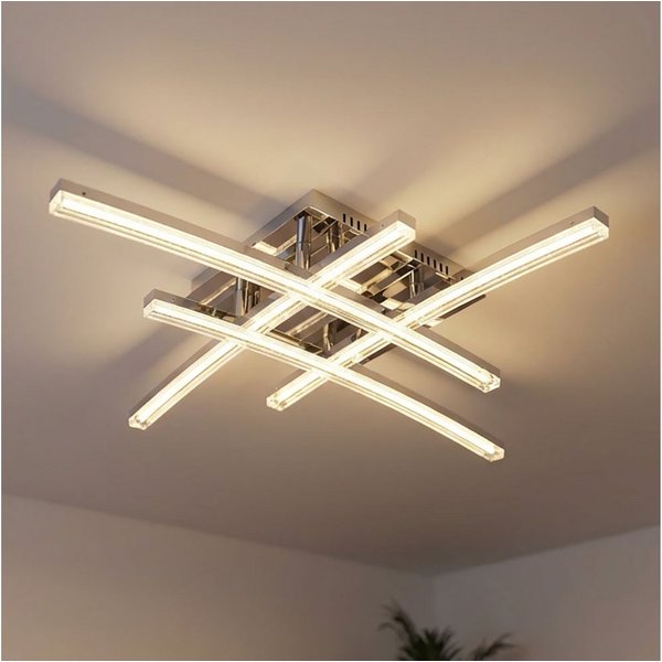 EGLO LED Deckenleuchte, LED-Leuchtmittel fest verbaut, Warmweiß, Deckenlampe Deckenleuchte beweglich LED Wohnzimmerlampe chrom L 45 cm