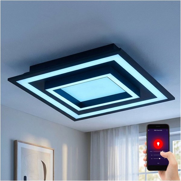 EGLO LED Deckenleuchte, LED-Leuchtmittel fest verbaut, Farbwechsel, Neutralweiß, Kaltweiß, Warmweiß, Tageslichtweiß, RGB, LED Smart Home Deckenleuchte CCT Decke