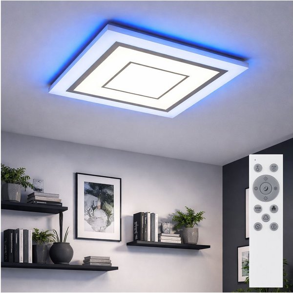 EGLO LED Deckenleuchte, LED-Leuchtmittel fest verbaut, Kaltweiß, Warmweiß, Neutralweiß, Tageslichtweiß, Farbwechsel, Deckenleuchte Panel RGB LED Farbwechsel Fer