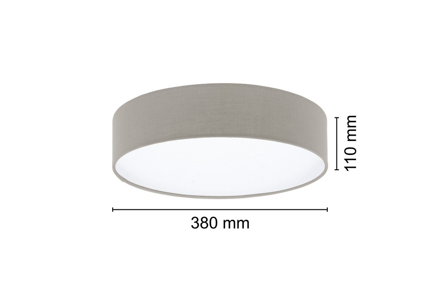 EGLO LED Deckenleuchte Deckenlampe Anadia, Lampe aus Stoff, Ø38cm, Textilschirm, ohne Leuchtmittel, Stahl und Textil, Wohnzimmerlampe, Schlafzimmerlampe, Stoffs – Bild 3 von 3