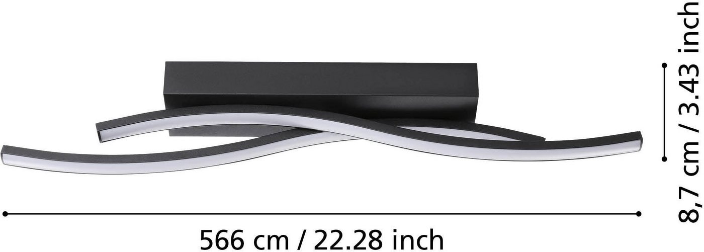 EGLO LED Deckenleuchte LED Deckenlampe Viloria, geschwungene Deckenlampe, 56,5 cm, LED fest integriert, Warmweiß, aus Stahl, Kunststoff, Deckenlampe, Flurlampe, – Bild 2 von 2